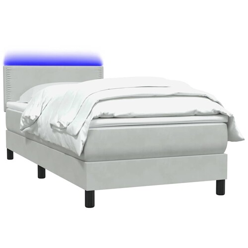 Box Spring krevet s madracem svijetlo sivi 90x210 cm baršun - NOVO