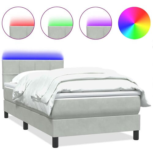 Box Spring krevet s madracem svijetlo sivi 90x210 cm baršun - NOVO