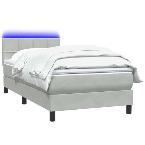 Box Spring krevet s madracem svijetlo sivi 90x210 cm baršun - NOVO