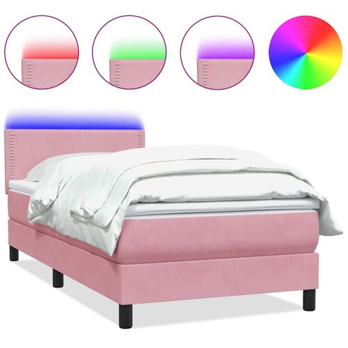Box spring krevet s madracem ružičasti 80 x 220 cm baršunasti - NOVO