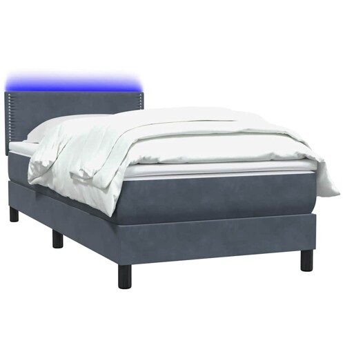 Box spring krevet s madracem tamnosivi 90x220 cm baršunasti - NOVO