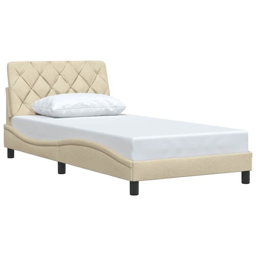 Okvir za krevet bez madraca krem 100 x 200 cm od tkanine - NOVO