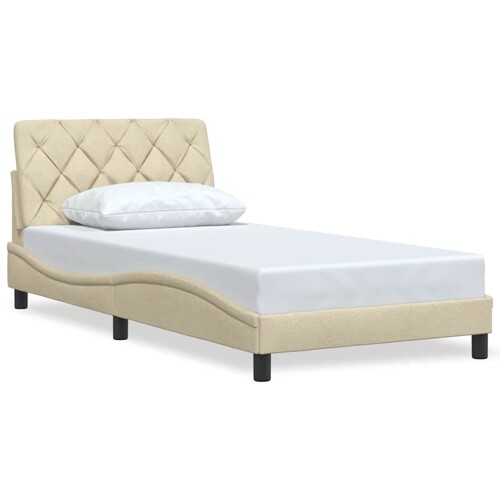 Okvir za krevet bez madraca krem 100 x 200 cm od tkanine - NOVO