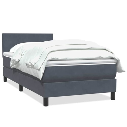 Box spring krevet s madracem tamnosivi 90x210 cm baršunasti - NOVO