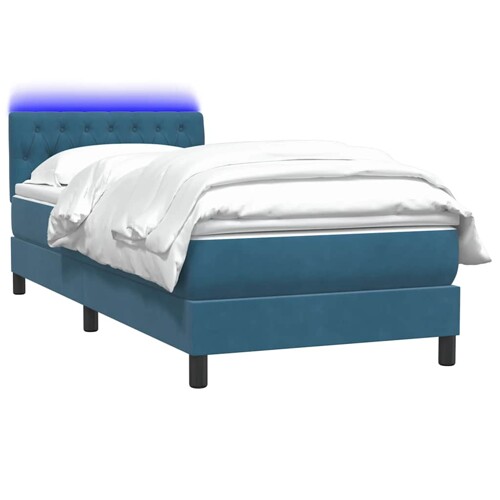 Box spring krevet s madracem tamnoplavi 80x220 cm baršunasti - NOVO