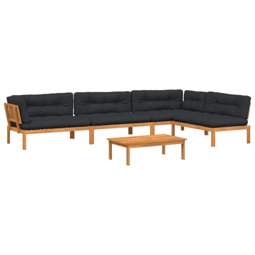 5-dijelna set vrtnih sofa od paleta s jastucima od drva bagrema - NOVO