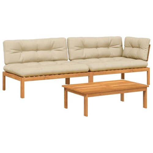 3-dijelni set vrtnih sofa od paleta s jastucima od drva bagrema - NOVO