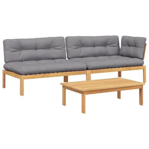 3-dijelni set vrtnih sofa od paleta s jastucima od drva bagrema - NOVO