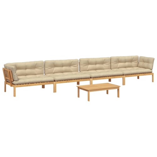 5-dijelna set vrtnih sofa od paleta s jastucima od drva bagrema - NOVO
