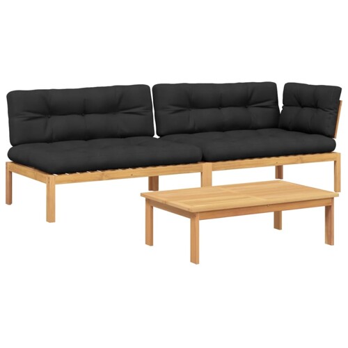 3-dijelni set vrtnih sofa od paleta s jastucima od drva bagrema - NOVO