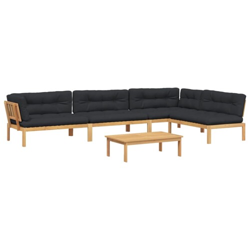 5-dijelna set vrtnih sofa od paleta s jastucima od drva bagrema - NOVO