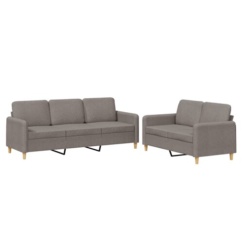 2-dijelni set sofa s jastucima smeđesivi od tkanine - NOVO