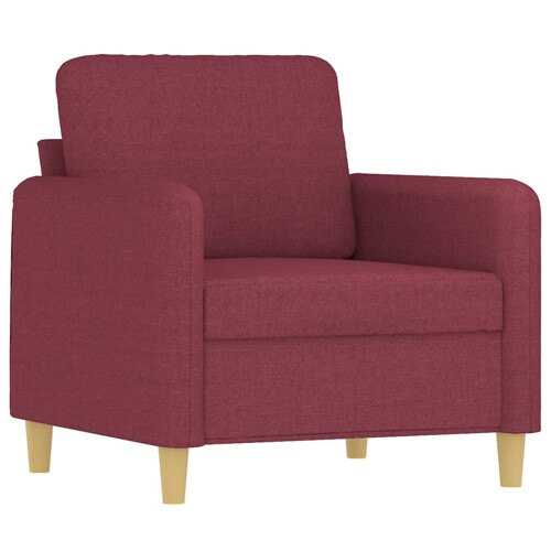 3-dijelni set sofa s jastucima crvena boja vina od tkanine - NOVO