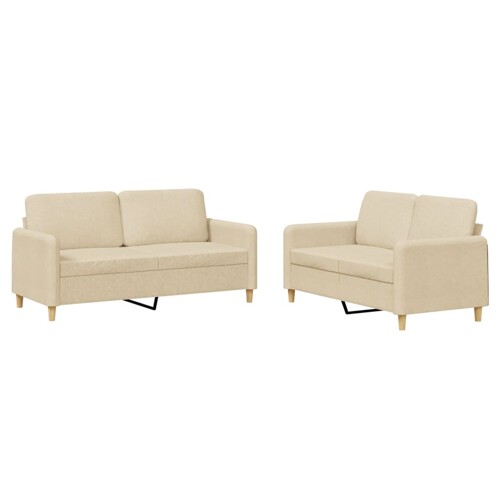 2-dijelni set sofa s jastucima krem od tkanine - NOVO
