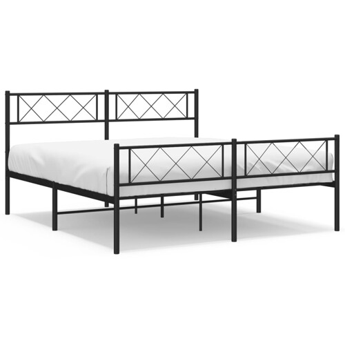 Metalni okvir kreveta uzglavlje i podnožje crni 160x200 cm - NOVO