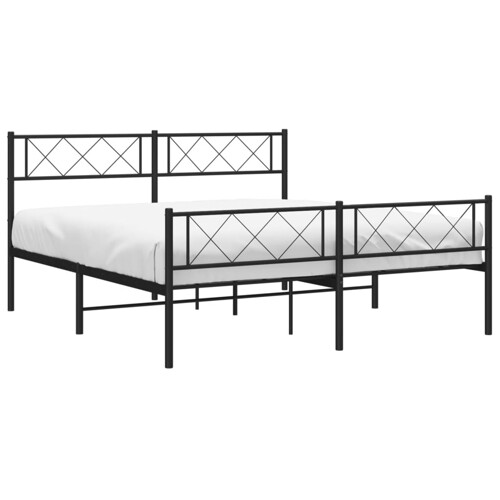 Metalni okvir kreveta uzglavlje i podnožje crni 160x200 cm - NOVO