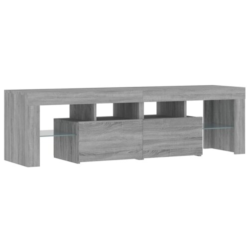 TV ormarić s LED svjetlima siva boja hrasta 140 x 36,5 x 40 cm - NOVO