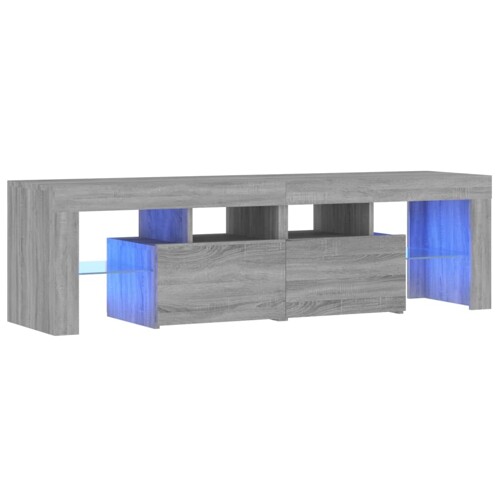 TV ormarić s LED svjetlima siva boja hrasta 140 x 36,5 x 40 cm - NOVO
