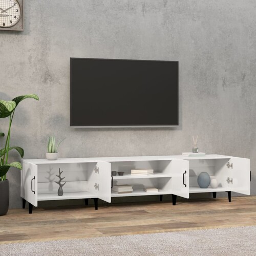 TV ormarić sjajni bijeli 180x31,5x40 cm od konstruiranog drva - NOVO