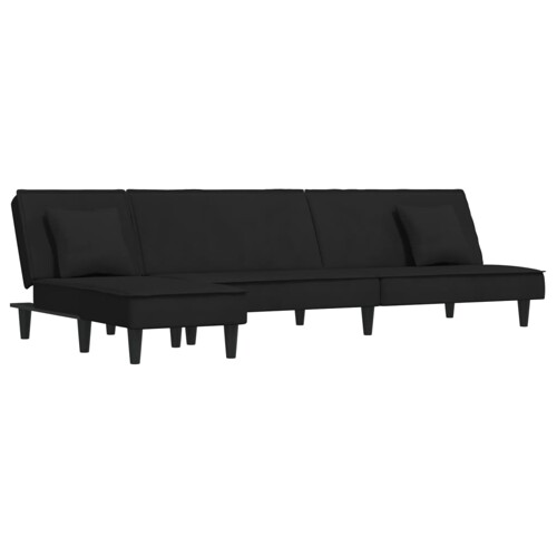 Kutna garnitura na razvlačenje crna 255x140x70 cm baršunasta - NOVO
