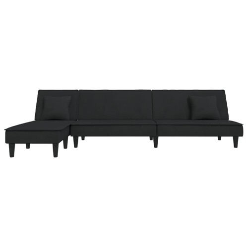 Kutna garnitura na razvlačenje crna 255x140x70 cm baršunasta - NOVO