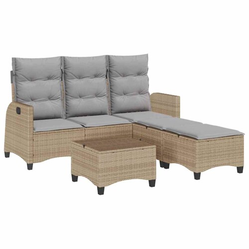 3-dijelni set vrtnih sofa od poliratana s jastucima bež L - NOVO