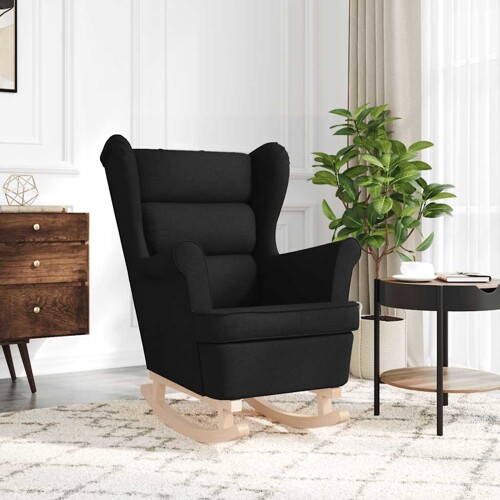 Stolica za ljuljanje 74x90x102 cm od tkanine crna - NOVO