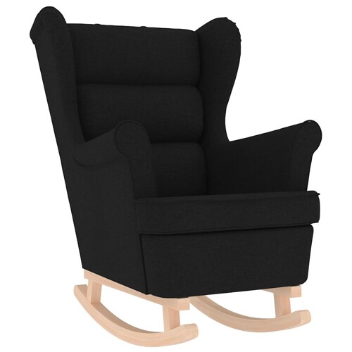 Stolica za ljuljanje 74x90x102 cm od tkanine crna - NOVO