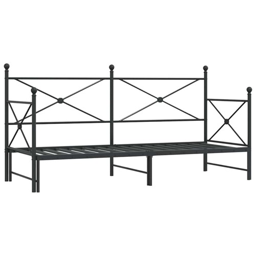 Krevet na rasklapanje bez madraca crni 75x190 cm čelik - NOVO