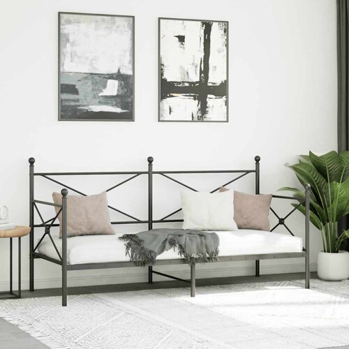 Dnevni krevet bez madraca crni 80x200 cm čelik - NOVO