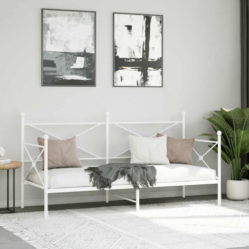 Dnevni krevet bez madraca bijeli 75x190 cm čelik - NOVO
