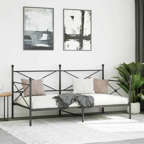 Dnevni krevet bez madraca crni 100x200 cm čelik - NOVO