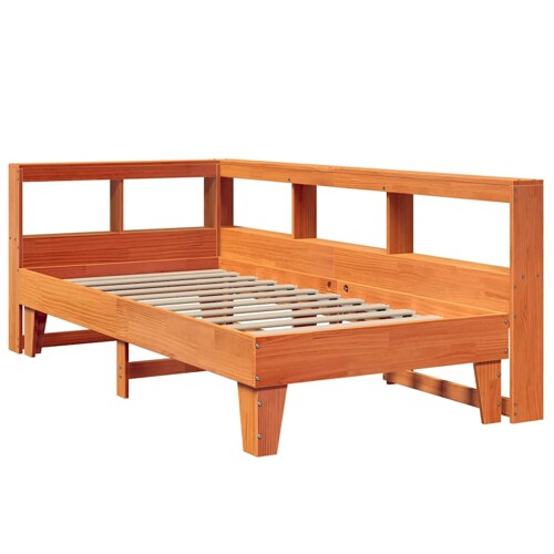Krevet s regalom za knjige bez madraca 75 x 190 cm od borovine - NOVO