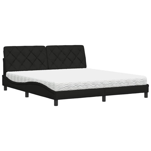 Krevet s madracem crni 180x200 cm od tkanine - NOVO