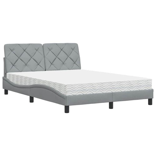 Krevet s madracem svjetlosivi 140x190 cm od tkanine - NOVO