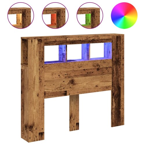 LED uzglavlje boja drva 120x18,5x103,5 cm konstruirano drvo - NOVO