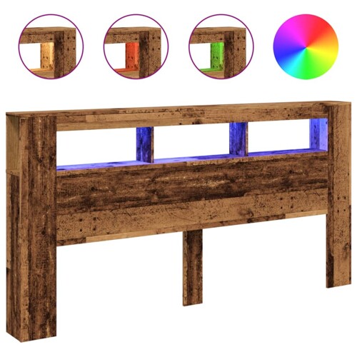 LED uzglavlje boja drva 200x18,5x103,5 cm konstruirano drvo - NOVO