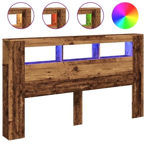 LED uzglavlje boja drva 180x18,5x103,5 cm konstruirano drvo - NOVO
