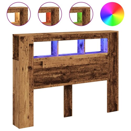 LED uzglavlje boja drva 140x18,5x103,5 cm konstruirano drvo - NOVO