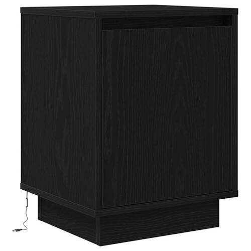 Noćni ormarić s LED svjetlima crni 38x34x50 cm - NOVO
