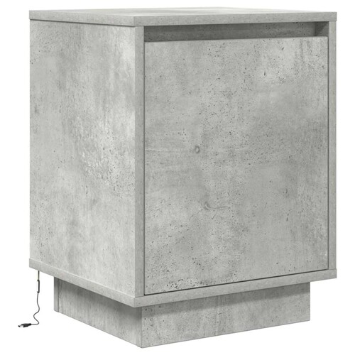 Noćni ormarić s LED svjetlima siva boja betona 38x34x50 cm - NOVO