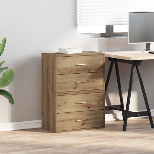 Ormari s 2 ladice 2 kom boja hrast 60x31x40cm konstruirano drvo - NOVO