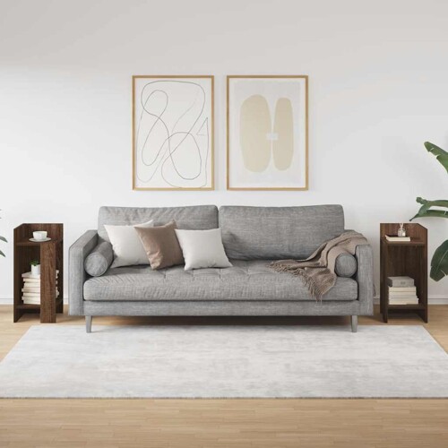 Pomoćni stolići 2 kom s policom boja smeđeg hrasta 25,5x27x60cm - NOVO