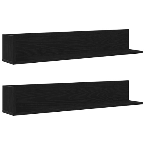 Zidne police 2 kom crne 100x16,5x16,5 cm konstruirano drvo - NOVO
