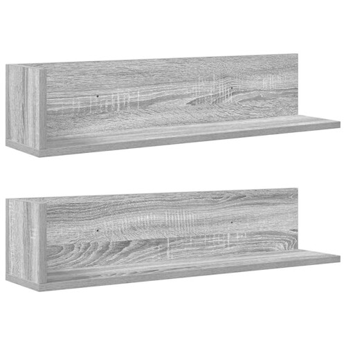 Zidne police 2 kom Siva Sonoma 75x16,5x16,5cm Konstruirano drvo - NOVO