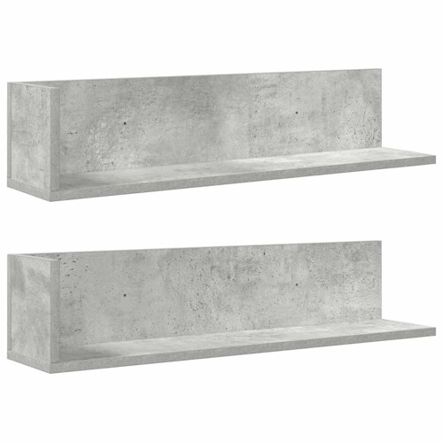 Zidne police 2 kom Beton siva 75x16,5x16,5 cm Konstruirano drvo - NOVO