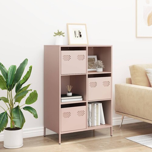 Visoka komoda ružičasta 68x39x103,5 cm čelik - NOVO