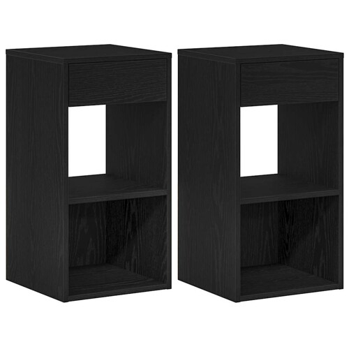 Noćni ormarići s ladicom 2 kom crni hrast 35x34x66,5 cm - NOVO