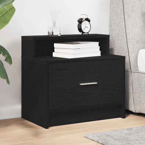 Noćni ormarić s ladicom crni hrast 51x31x47 cm - NOVO