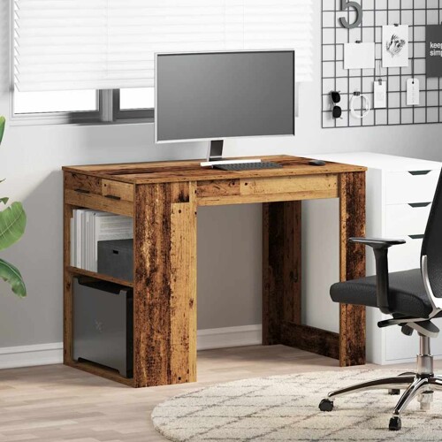 Radni stol s ladicom i policom staro drvo 102x62x77,5 cm - NOVO